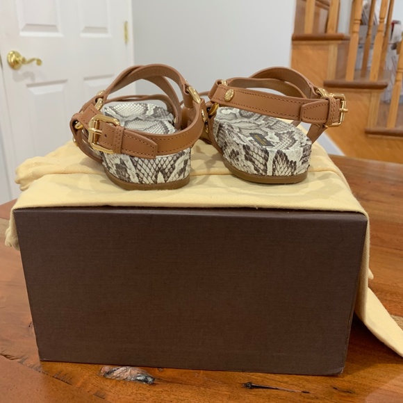 Louis Vuitton Python Sandals tan brown 36 6 snakeskin leather LV gold logo strap - Picture 6 of 16